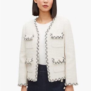 Kate Spade NWT flora tweed jacket white